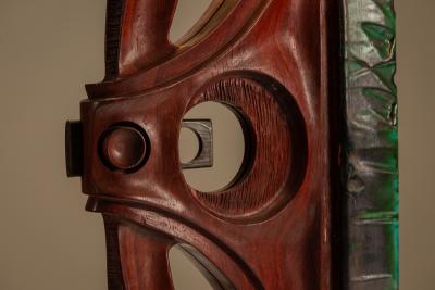 Gianni Pinna Gianni Pinna Table Lamp in Wood with Green Decorative Part Italy 1970s