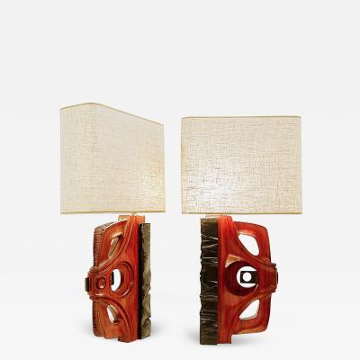 Gianni Pinna Pair of Sculpted Table Lamps by Gianni Pinna