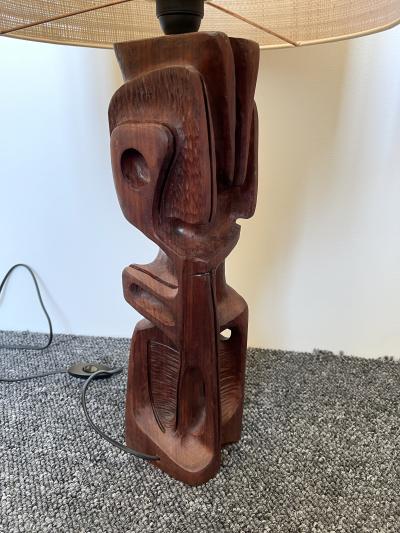 Gianni Pinna Pair of Wood Sculpture Lamps by Gianni Pinna Italy 1970s