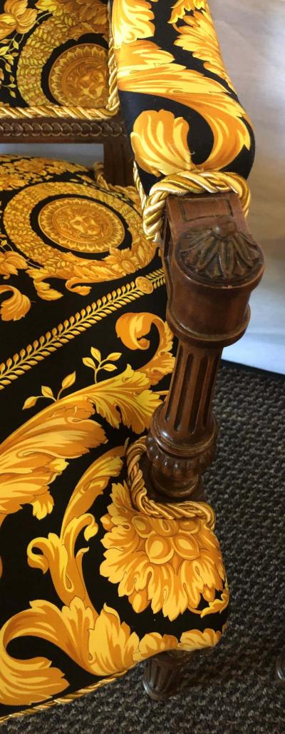Gianni Versace Pair of 19th 20th Century Louis XVI Style Carved Armchairs