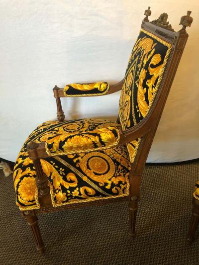 Gianni Versace Pair of 19th 20th Century Louis XVI Style Carved Armchairs