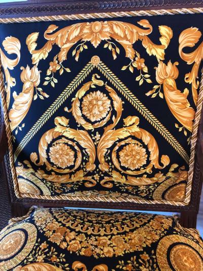 Gianni Versace Pair of 19th 20th Century Louis XVI Style Carved Armchairs