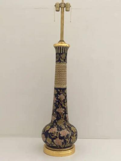 Giant Ceramic and Gold Lamp with Islamic Floral Motif style of Marbro