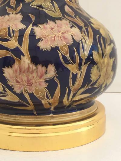 Giant Ceramic and Gold Lamp with Islamic Floral Motif style of Marbro