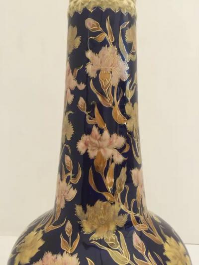 Giant Ceramic and Gold Lamp with Islamic Floral Motif style of Marbro