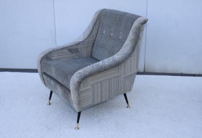 Gigi Radice 1950s Modern Italian Velvet Lounge Chair