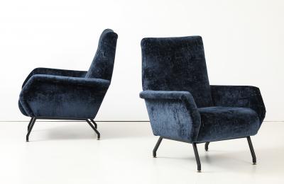 Gigi Radice 1960s Gigi Radice Blue Velvet Lounge Chairs