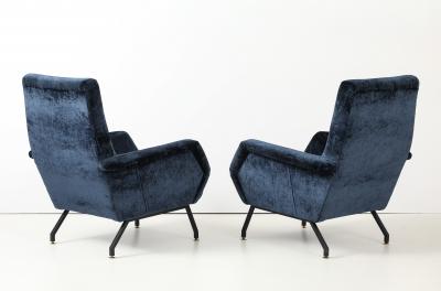 Gigi Radice 1960s Gigi Radice Blue Velvet Lounge Chairs