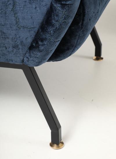 Gigi Radice 1960s Gigi Radice Blue Velvet Lounge Chairs