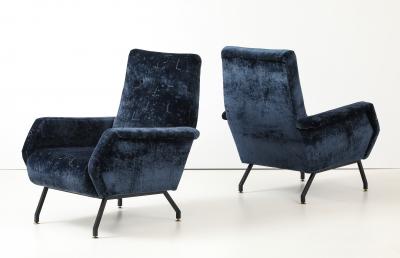 Gigi Radice 1960s Gigi Radice Blue Velvet Lounge Chairs