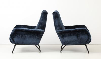 Gigi Radice 1960s Gigi Radice Blue Velvet Lounge Chairs