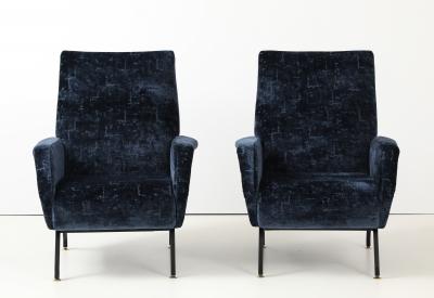 Gigi Radice 1960s Gigi Radice Blue Velvet Lounge Chairs