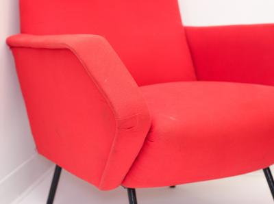 Gigi Radice Pair of Italian Red Armchairs by Gigi Radice 1960 Italy