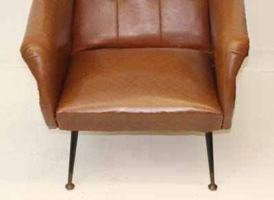 Gigi Radice Single Brown Leatherette Armchair by Gigi Radice 1960 Italy