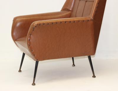 Gigi Radice Single Brown Leatherette Armchair by Gigi Radice 1960 Italy