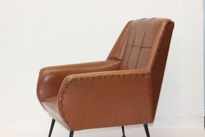 Gigi Radice Single Brown Leatherette Armchair by Gigi Radice 1960 Italy