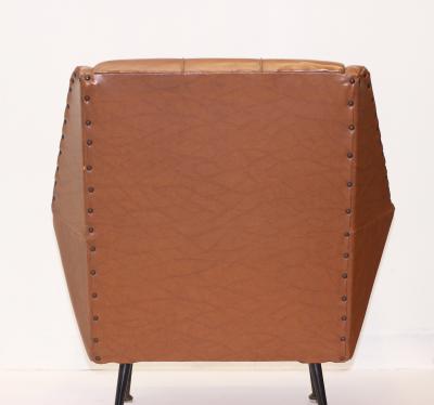 Gigi Radice Single Brown Leatherette Armchair by Gigi Radice 1960 Italy