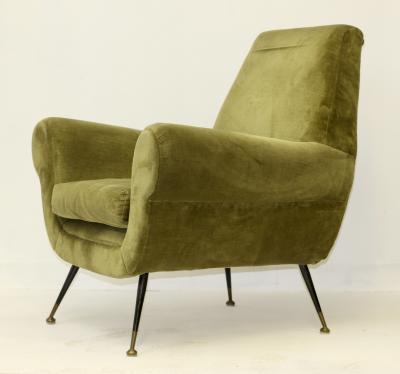Gigi Radice Single Green Velvet Armchair by Gigi Radice 1960 Italy
