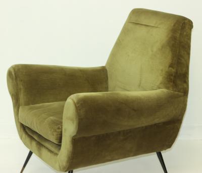 Gigi Radice Single Green Velvet Armchair by Gigi Radice 1960 Italy