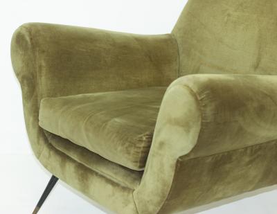 Gigi Radice Single Green Velvet Armchair by Gigi Radice 1960 Italy