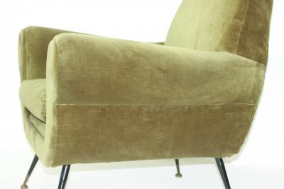 Gigi Radice Single Green Velvet Armchair by Gigi Radice 1960 Italy