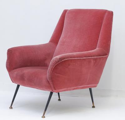 Gigi Radice Single Pink Velvet Armchair by Gigi Radice 1960 Italy