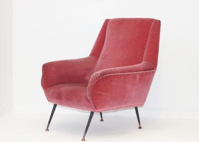Gigi Radice Single Pink Velvet Armchair by Gigi Radice 1960 Italy