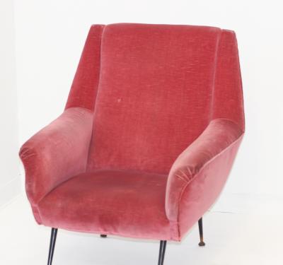 Gigi Radice Single Pink Velvet Armchair by Gigi Radice 1960 Italy