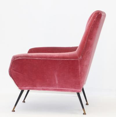 Gigi Radice Single Pink Velvet Armchair by Gigi Radice 1960 Italy