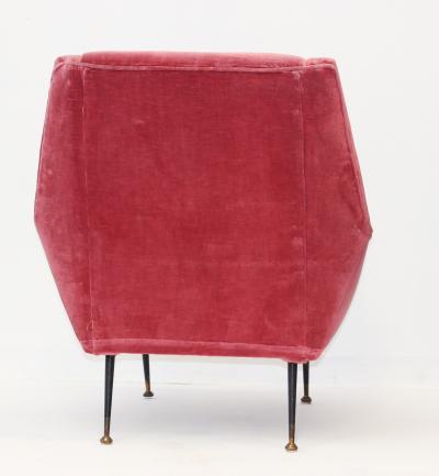 Gigi Radice Single Pink Velvet Armchair by Gigi Radice 1960 Italy