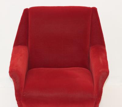 Gigi Radice Single Red Velvet Armchair by Gigi Radice 1960 Italy