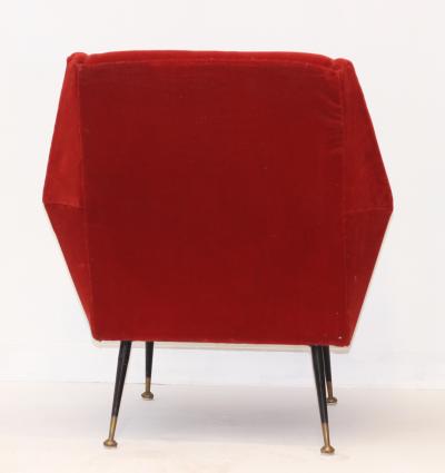 Gigi Radice Single Red Velvet Armchair by Gigi Radice 1960 Italy