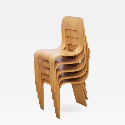 Gigi Sabadin Set of 5 Stacking Plywood Chairs by Gigi Sabadin for Stilwood Italy 1973