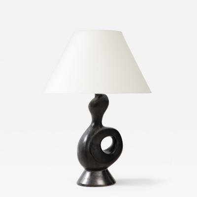 Gil Angoloni Zoomorphic Ceramic Lamp Parchment Shade France c 1950 signed