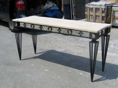 Gilbert Poillerat 2 French Modern Neoclassical 1940 Style Iron Consoles after Gilbert Poillerat