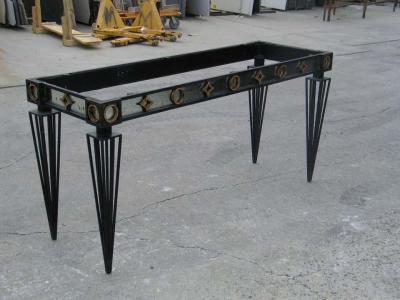 Gilbert Poillerat 2 French Modern Neoclassical 1940 Style Iron Consoles after Gilbert Poillerat