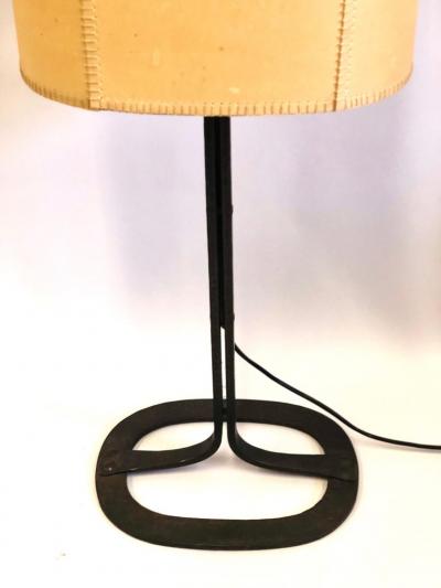 Gilbert Poillerat 2 French Wrought Iron and Parchment Table Lamps Attributed to Gilbert Poillerat