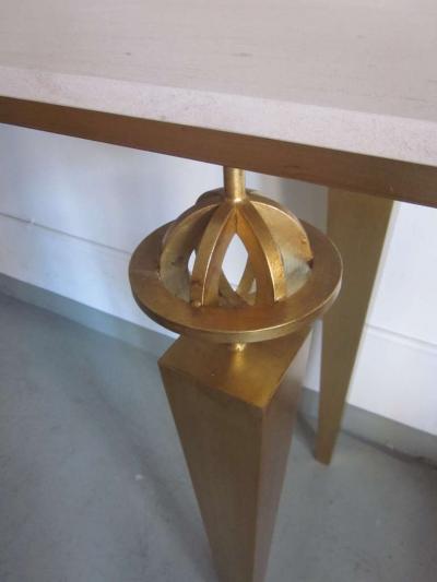 Gilbert Poillerat 2 Large French Modern Neoclassical Style Gilt Iron Consoles Gilbert Poillerat