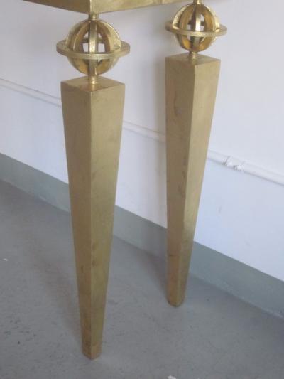 Gilbert Poillerat 2 Large French Modern Neoclassical Style Gilt Iron Consoles Gilbert Poillerat