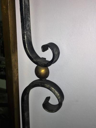 Gilbert Poillerat Black and Gold Iron Mirror and Wall Console in the Manner of Gilbert Poillerat