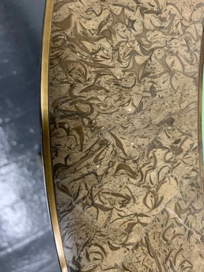 Gilbert Poillerat Brass and Tesselated Stone Side Table in the Manner of Gilbert Poillerat