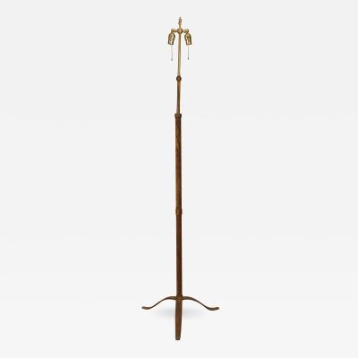 Gilbert Poillerat French 1940s Gilt Iron Twisted Rope Design Column Floor Lamp