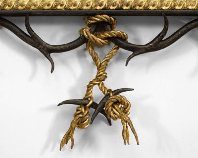 Gilbert Poillerat French 1940s Style Iron and Gold Trimmed Wall Mirror