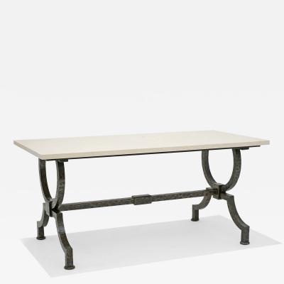Gilbert Poillerat French Iron and Marble Coffee Table Attr to Gilbert Poillerat