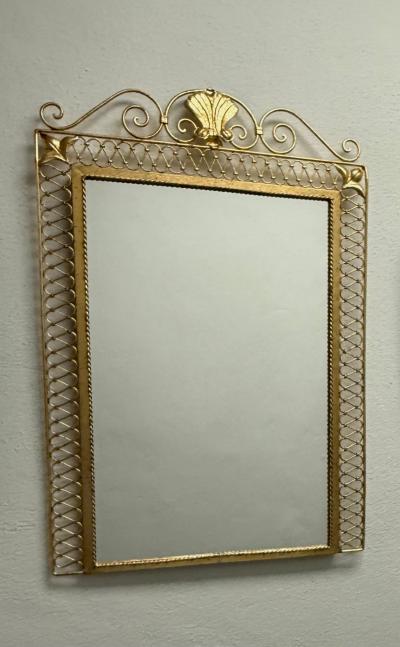 Gilbert Poillerat French Mid Century Hand Gilt Wrought Iron Mirror Gilbert Poillerat 1945