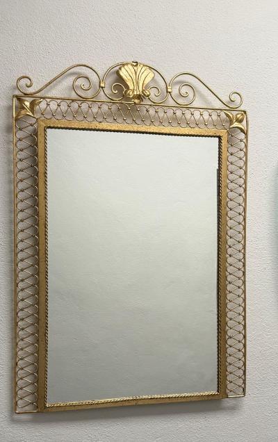 Gilbert Poillerat French Mid Century Hand Gilt Wrought Iron Mirror Gilbert Poillerat 1945