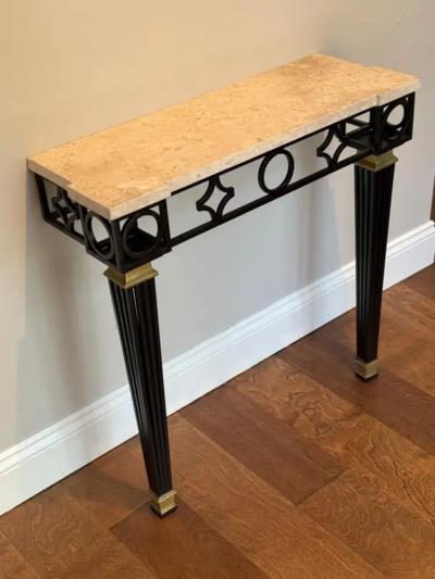 Gilbert Poillerat French Mid Century Modern Neoclassical Wrought Iron Console by Gilbert Poillerat