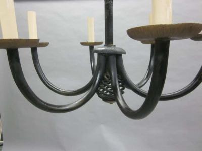 Gilbert Poillerat French Midcentury Wrought Iron Chandelier in Style of Gilbert Poillerat 1940