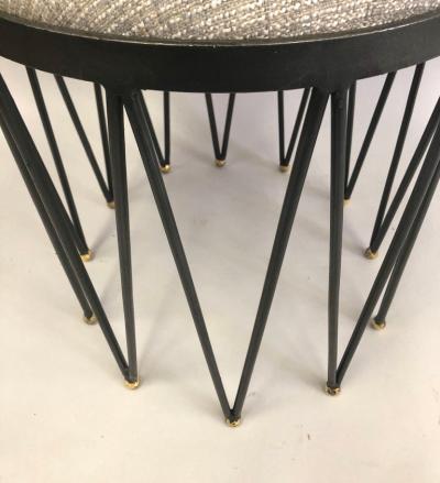Gilbert Poillerat French Modern Neoclassical Gilt Iron Vanity Stool Bench Gilbert Poillerat