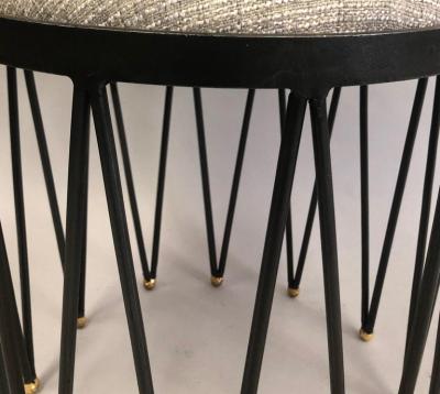 Gilbert Poillerat French Modern Neoclassical Gilt Iron Vanity Stool Bench Gilbert Poillerat